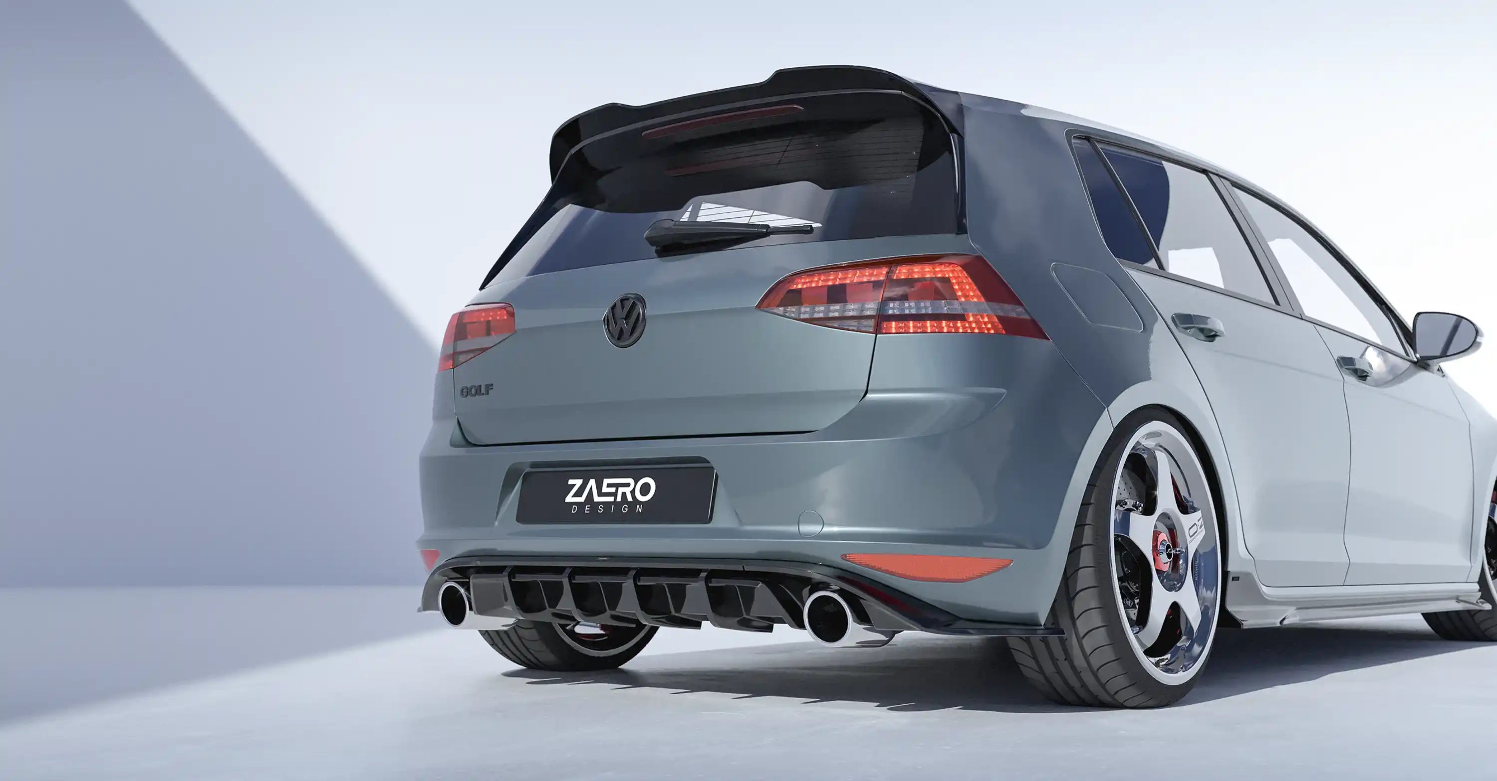 VW Golf GTI Mk7 EVO-1 Gloss Black Rear Diffuser by ZAERO (2013-2017), Rear Diffusers, Zaero Design - AUTOID | Premium Automotive Accessories
