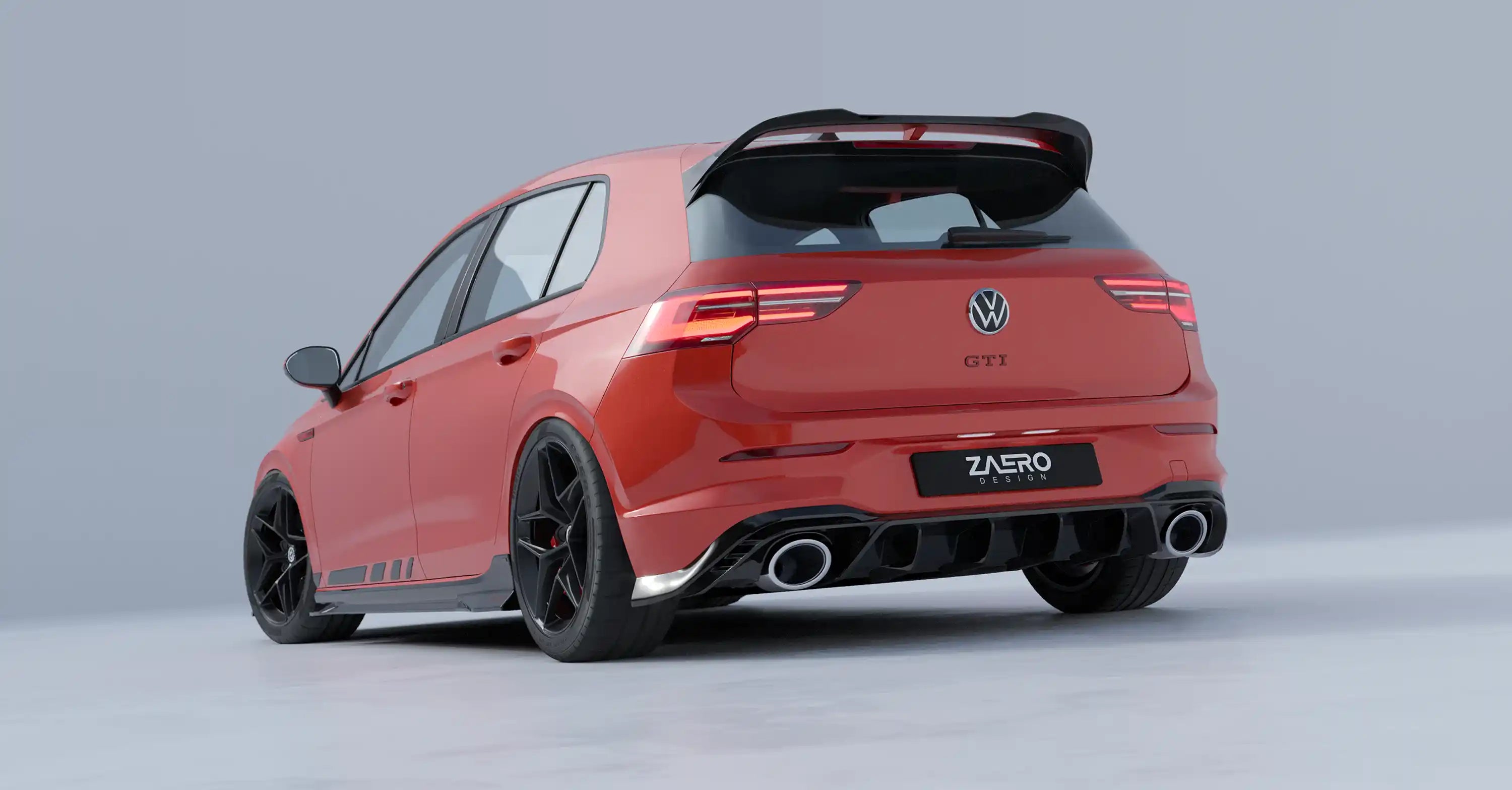 VW Golf GTI Clubsport Mk8 EVO-1 Gloss Black Rear Diffuser by ZAERO (2020+)