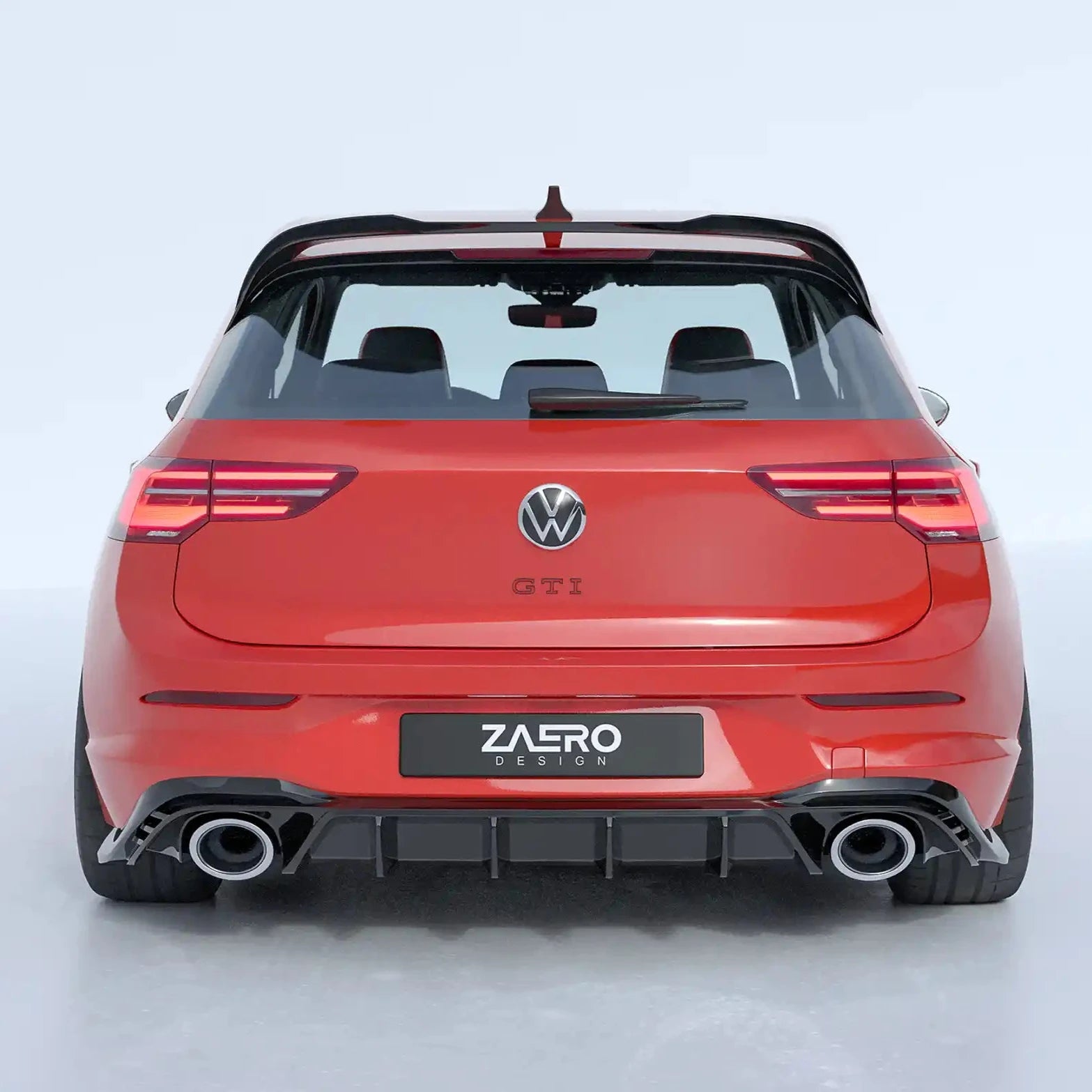 VW Golf GTI Clubsport Mk8 EVO-1 Gloss Black Rear Diffuser by ZAERO (2020+)