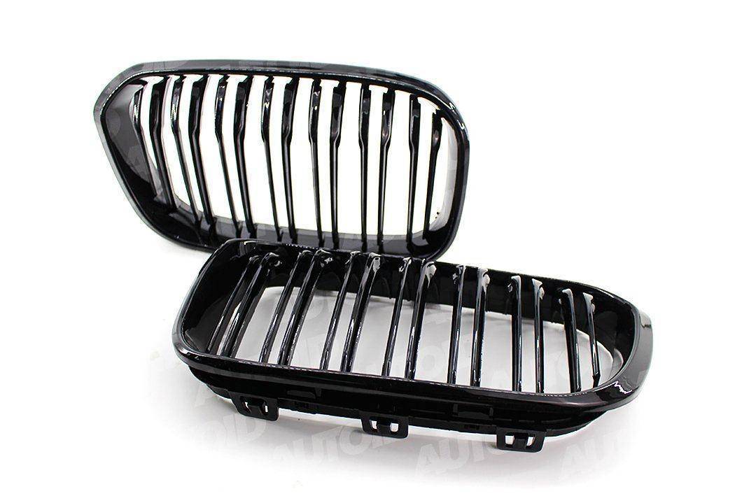 Gloss Black Kidney Grilles for BMW 1 Series (2015 - 2019 LCI, F20 F21) - AUTOID - Front Grille - Essentials