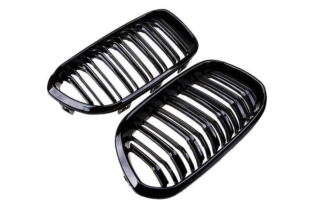 Gloss Black Kidney Grilles for BMW 1 Series (2015 - 2019 LCI, F20 F21) - AUTOID - Front Grille - Essentials