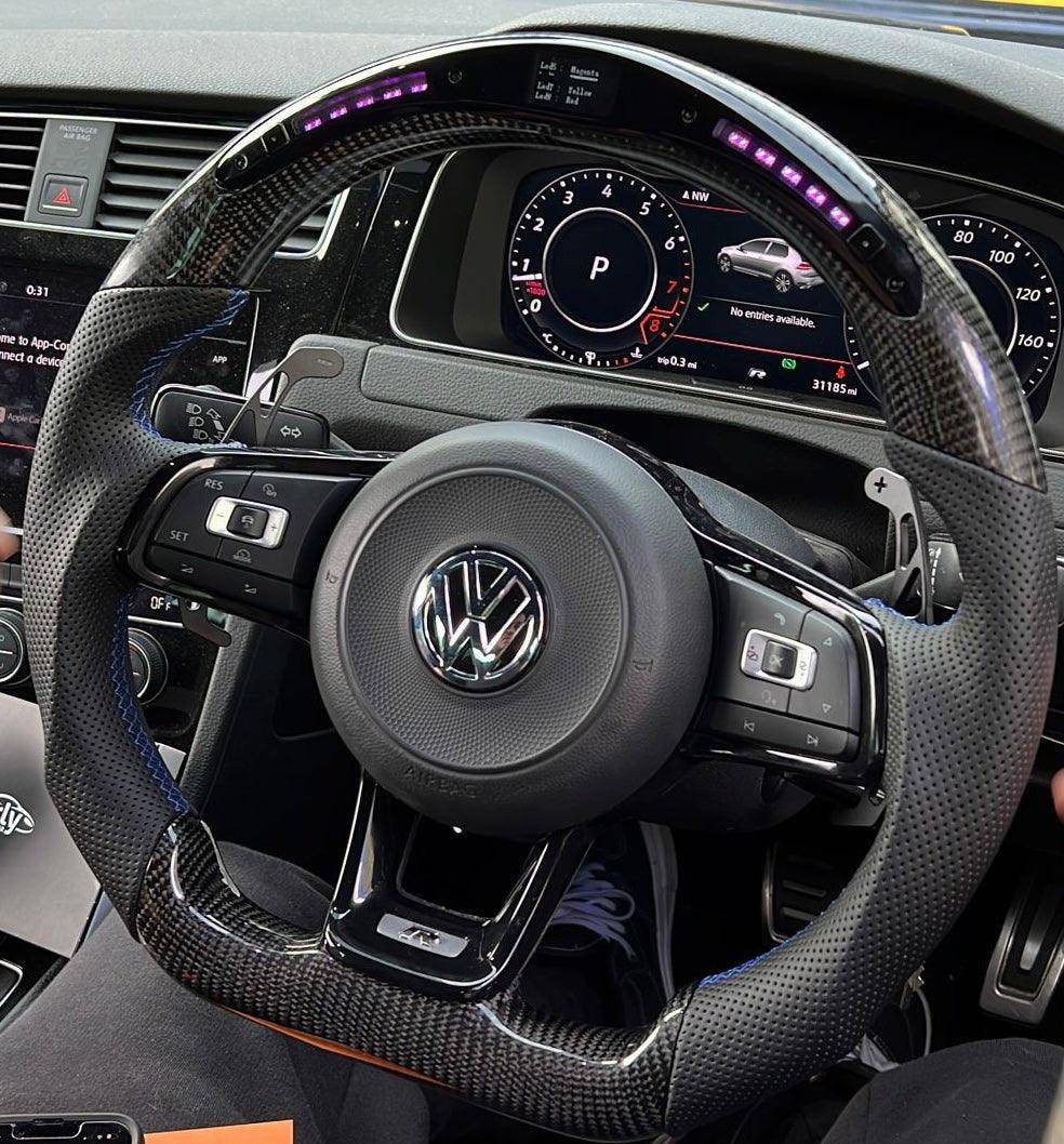 VW Scirocco, Golf, Golf GTI & Golf R Mk7 & Mk7.5 Carbon Fibre LED Race Display Steering Wheel by OHC (2013-2020), Steering Wheels, OHC - AUTOID | Premium Automotive Accessories