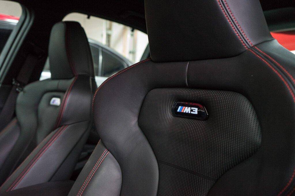 M Performance Black Model Seat Badges for BMW M3 (2014-2020, F80), Model Badges, BMW M Performance - AUTOID | Premium Automotive Accessories