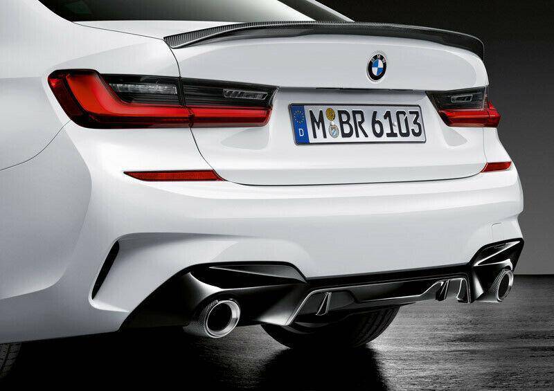 M Performance Gloss Black Rear Diffuser Trim for BMW 3 Series (2018+, G20 G21), Rear Diffusers, BMW M Performance - AUTOID | Premium Automotive Accessories