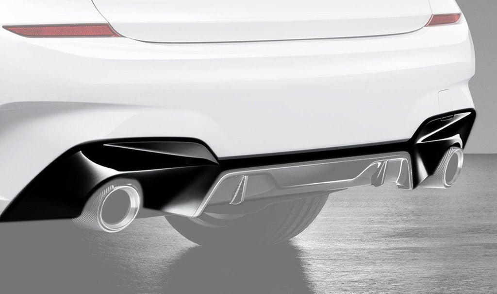 M Performance Gloss Black Rear Diffuser for BMW 3 Series (2018+, G20 G21) - AUTOID® - Rear Diffusers - BMW M Performance