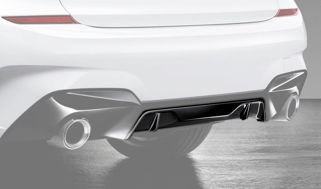 M Performance Gloss Black Rear Diffuser Trim for BMW 3 Series (2018+, G20 G21) - AUTOID® - Rear Diffusers - BMW M Performance