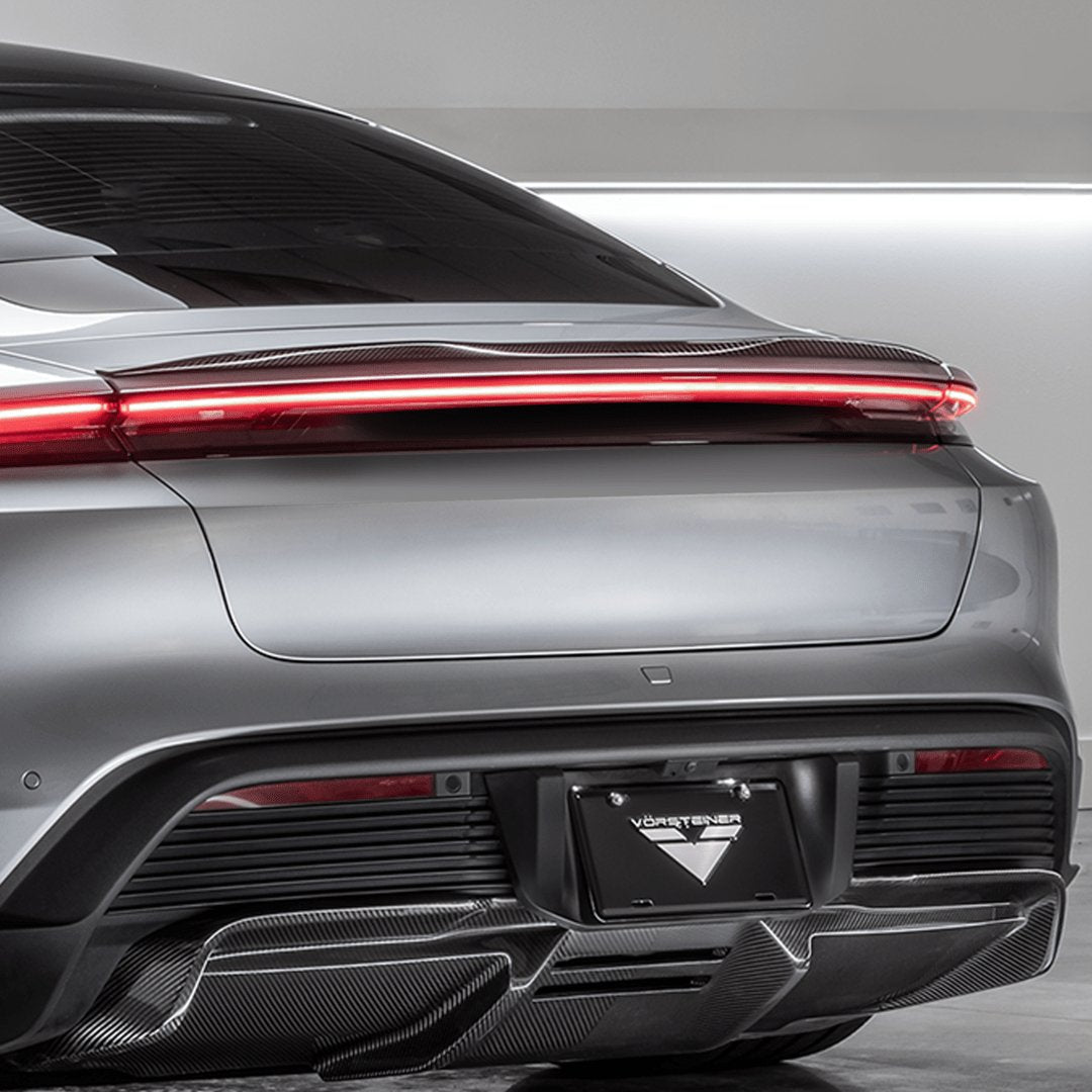 Porsche Taycan Turbo & Turbo S Carbon Fibre Decklid Rear Spoiler by Vorsteiner (2021+) - AUTOID® - Rear Diffusers - Vorsteiner
