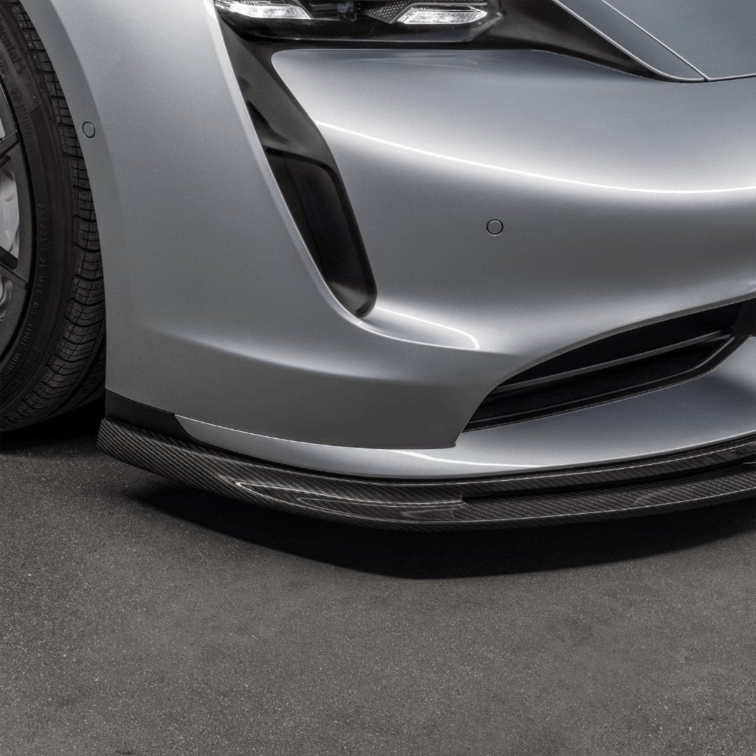 Porsche Taycan Turbo & Turbo S Carbon Fibre Front Splitter by Vorsteiner (2021+) - AUTOID - Front Lips & Splitters - Vorsteiner