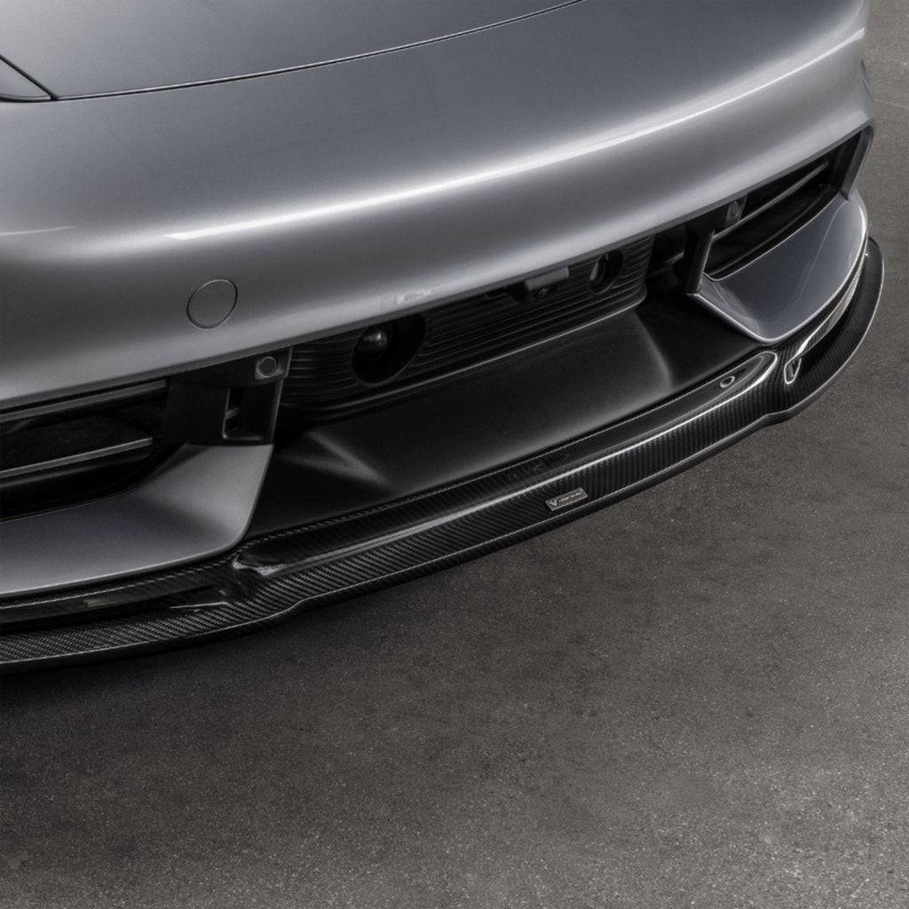 Porsche Taycan Turbo & Turbo S Carbon Fibre Front Splitter by Vorsteiner (2021+) - AUTOID® - Front Lips & Splitters - Vorsteiner