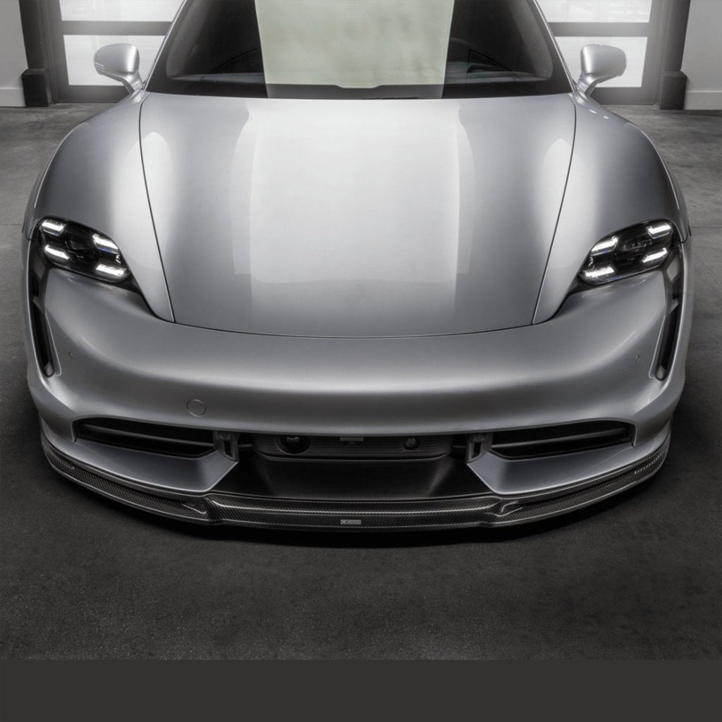 Porsche Taycan Turbo & Turbo S Carbon Fibre Front Splitter by Vorsteiner (2021+) - AUTOID® - Front Lips & Splitters - Vorsteiner