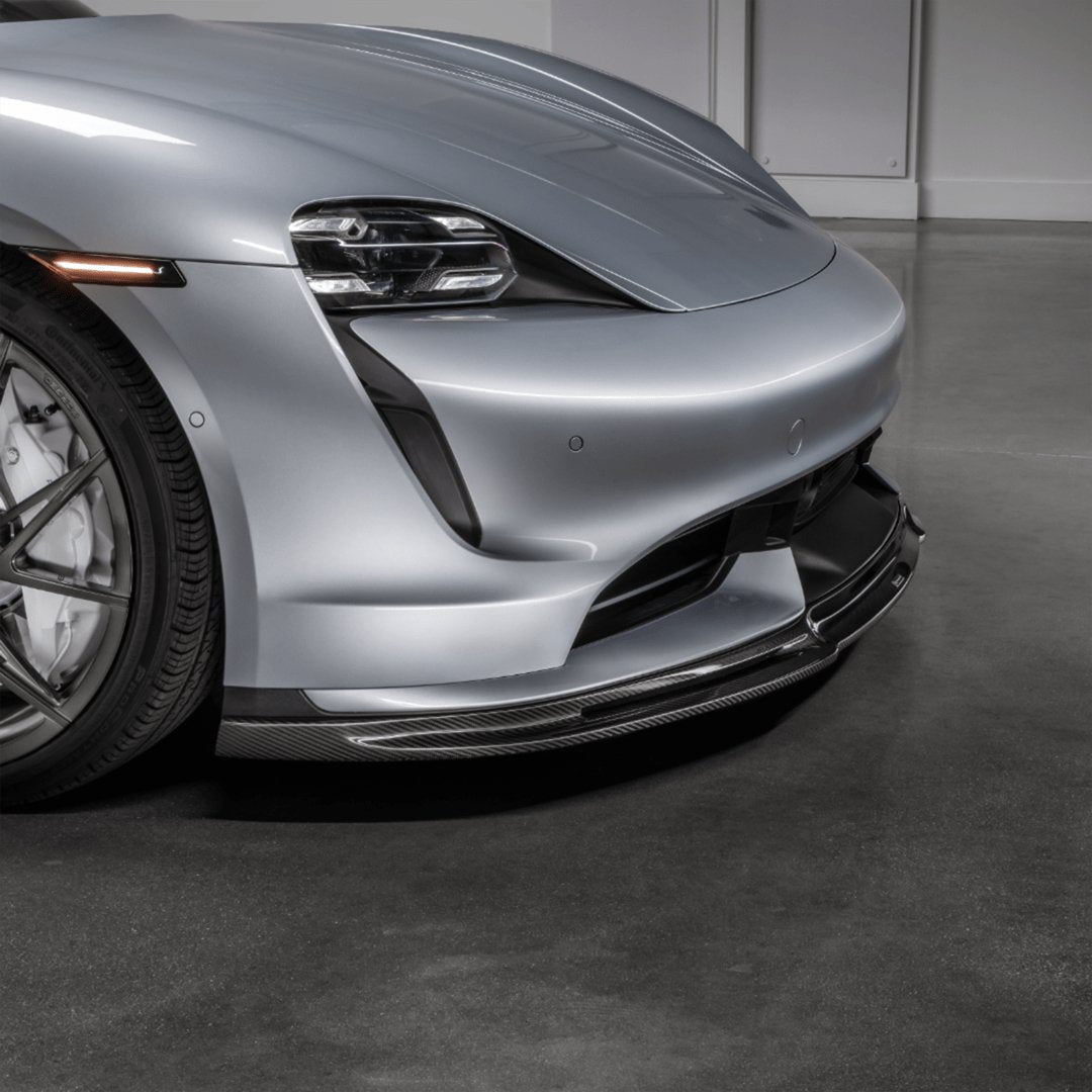 Porsche Taycan Turbo & Turbo S Carbon Fibre Front Splitter by Vorsteiner (2021+) - AUTOID® - Front Lips & Splitters - Vorsteiner