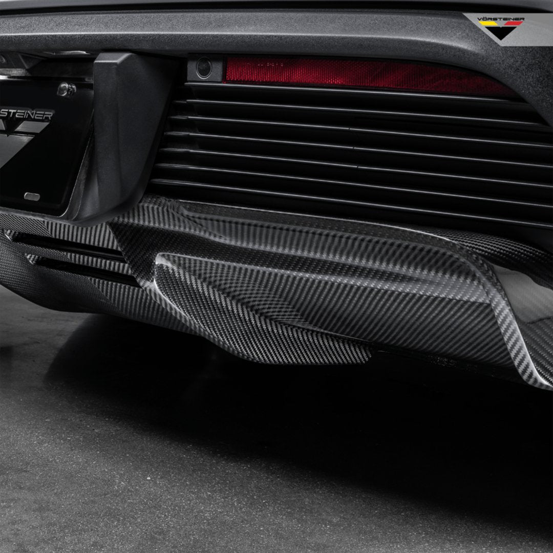 Porsche Taycan Turbo & Turbo S Carbon Fibre Rear Diffuser by Vorsteiner (2021+) - AUTOID - Rear Diffusers - Vorsteiner