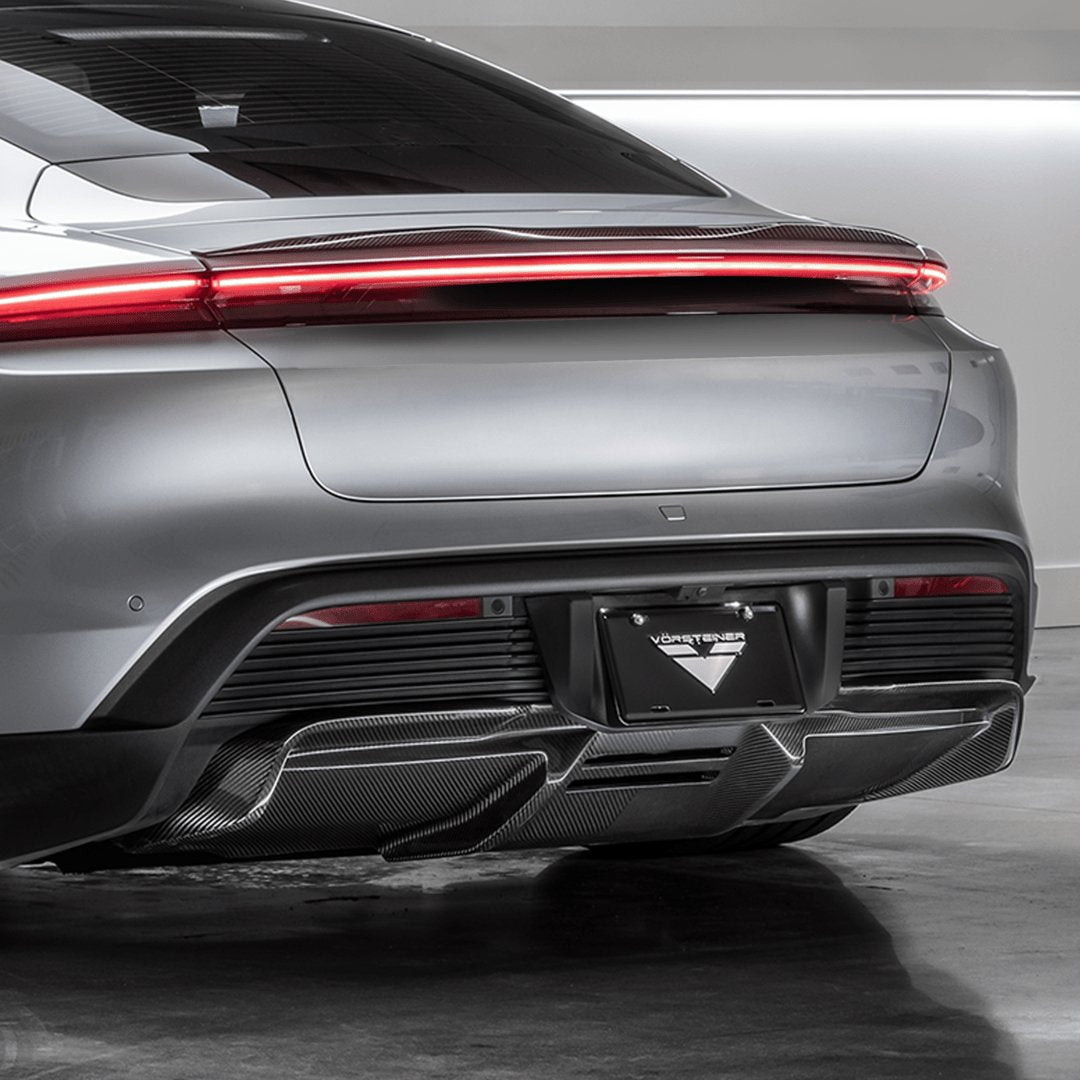 Porsche Taycan Turbo & Turbo S Carbon Fibre Rear Diffuser by Vorsteiner (2021+) - AUTOID - Rear Diffusers - Vorsteiner