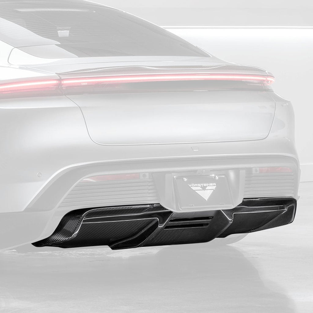 Porsche Taycan Turbo & Turbo S Carbon Fibre Rear Diffuser by Vorsteiner (2021+) - AUTOID® - Rear Diffusers - Vorsteiner