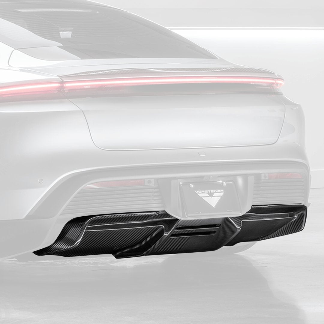 Porsche Taycan Turbo & Turbo S Carbon Fibre Rear Diffuser by Vorsteiner (2021+) - AUTOID® - Rear Diffusers - Vorsteiner