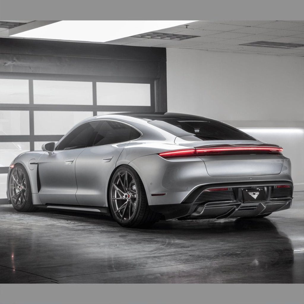 Porsche Taycan Turbo & Turbo S Carbon Fibre Rear Diffuser by Vorsteiner (2021+) - AUTOID® - Rear Diffusers - Vorsteiner