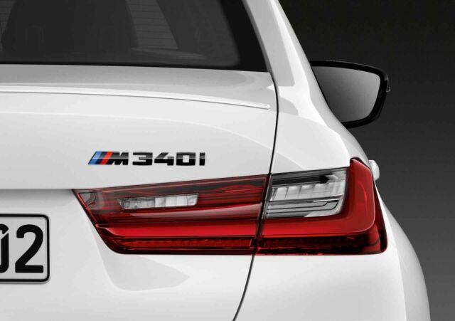 BMW M340i Genuine M Performance Black High Gloss Model Badge, Model Badges, BMW M Performance - AUTOID | Premium Automotive Accessories