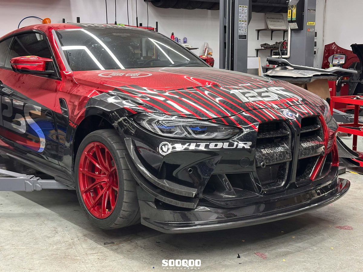 BMW M3 G80 & M4 G82 G83 Pre-Preg Carbon Fibre GT4 Style Front Splitter by SOOQOO (2021+)