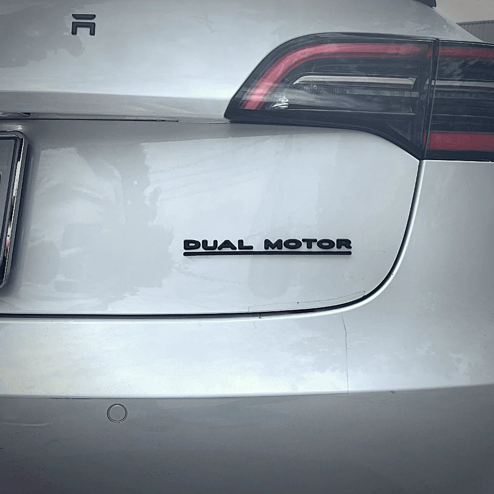 Tesla Model 3 & Model Y Gloss Black Dual Motor Rear Model Badge - AUTOID - Model Badges - Essentials