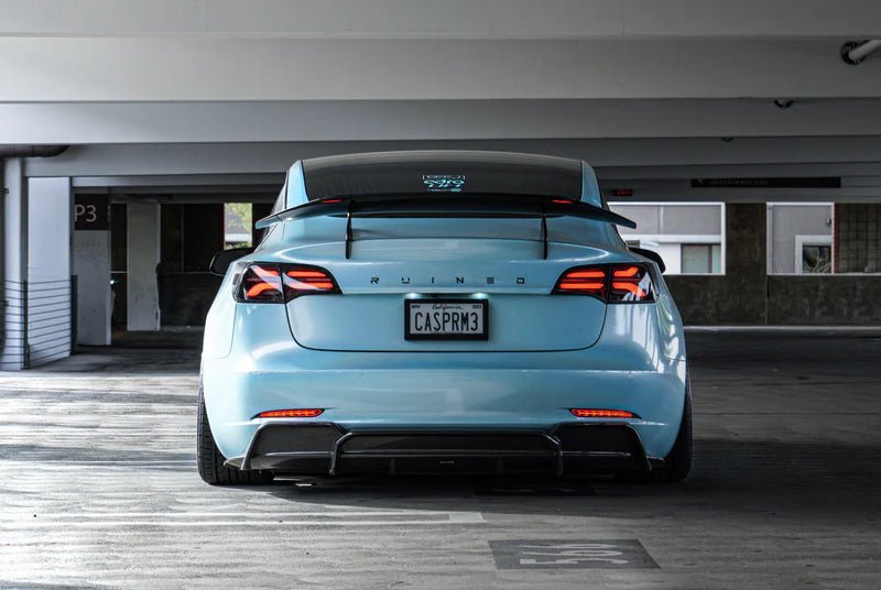 Tesla Model 3 Pre-Preg Carbon Fibre AT-S Swan Neck Rear Wing by Adro (2017+) - AUTOID® - Rear Wings - Adro