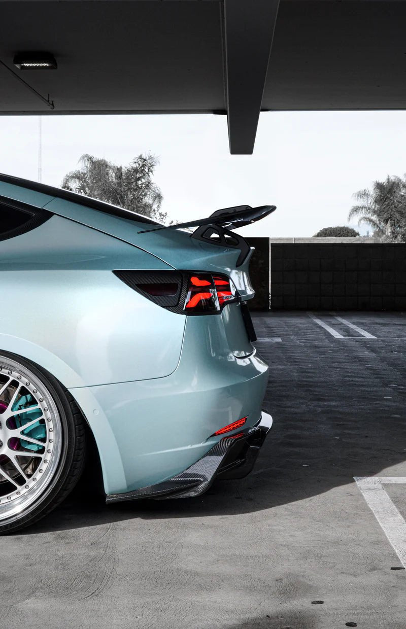 Tesla Model 3 Pre-Preg Carbon Fibre AT-S Swan Neck Rear Wing by Adro (2017+) - AUTOID® - Rear Wings - Adro