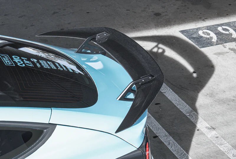 Tesla Model 3 Pre-Preg Carbon Fibre AT-S Swan Neck Rear Wing by Adro (2017+) - AUTOID® - Rear Wings - Adro