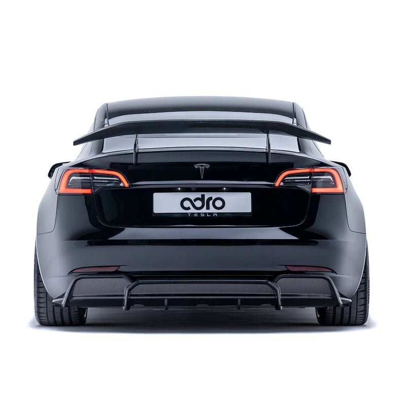 Tesla Model 3 Pre-Preg Carbon Fibre AT-S Swan Neck Rear Wing by Adro (2017+) - AUTOID® - Rear Wings - Adro