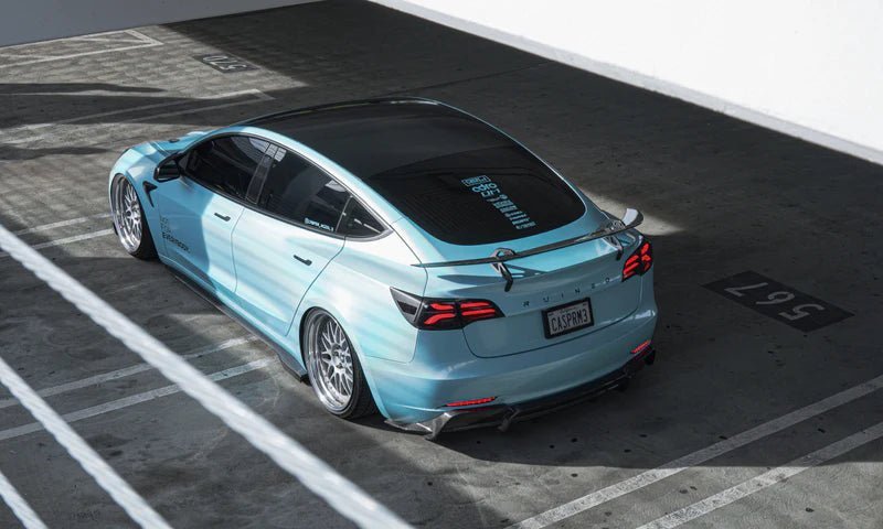 Tesla Model 3 Pre-Preg Carbon Fibre AT-S Swan Neck Rear Wing by Adro (2017+) - AUTOID® - Rear Wings - Adro