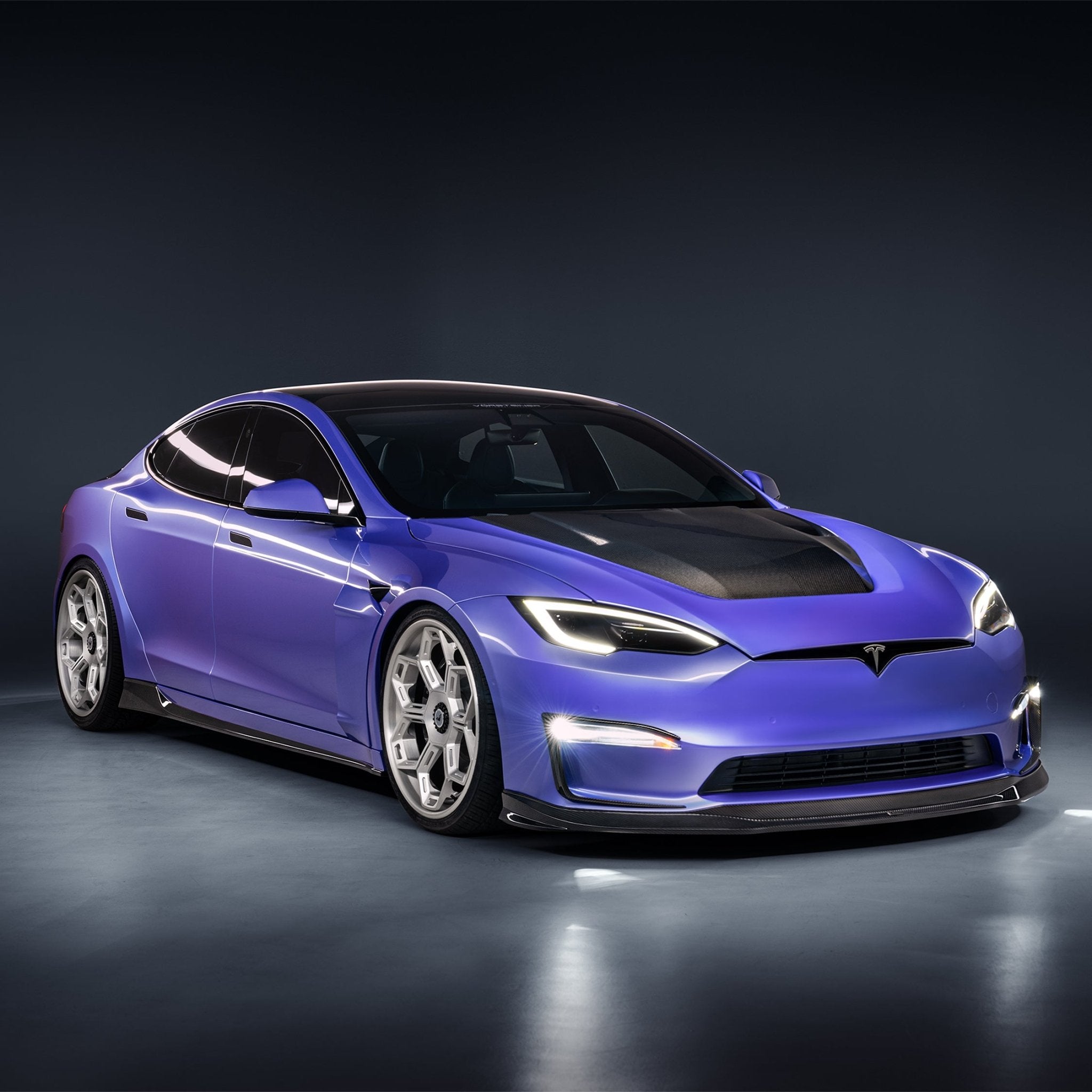 Tesla Model S Plaid VRS Add - On Aero Bumper Flares Carbon Fiber by Vorsteiner - AUTOID - Bumper Inserts & Trim - Vorsteiner