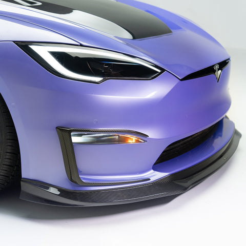 Tesla Model S Plaid VRS Add-On Aero Bumper Flares Carbon Fiber by Vorsteiner - AUTOID® - Bumper Inserts & Trim - Vorsteiner