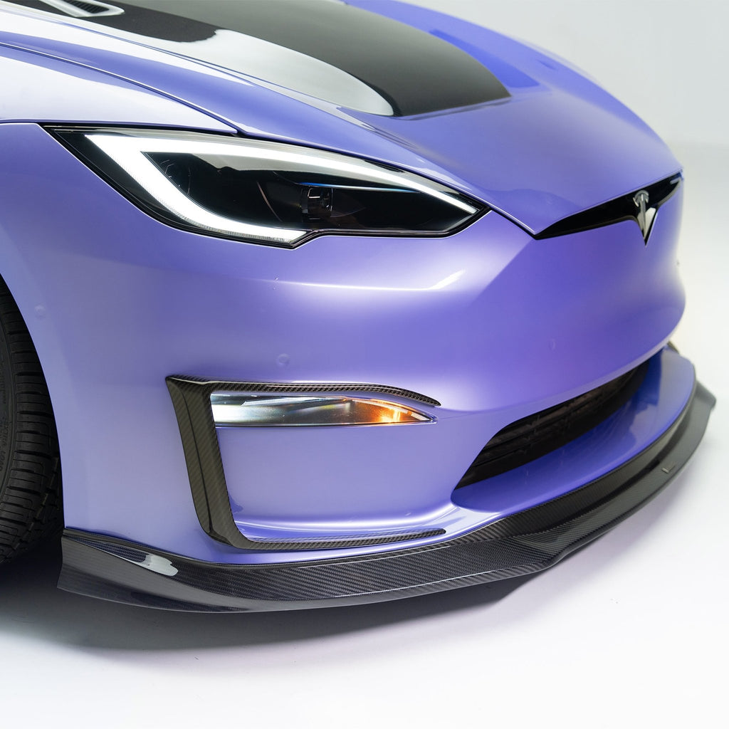Tesla Model S Plaid VRS Add - On Aero Bumper Flares Carbon Fiber by Vorsteiner - AUTOID - Bumper Inserts & Trim - Vorsteiner