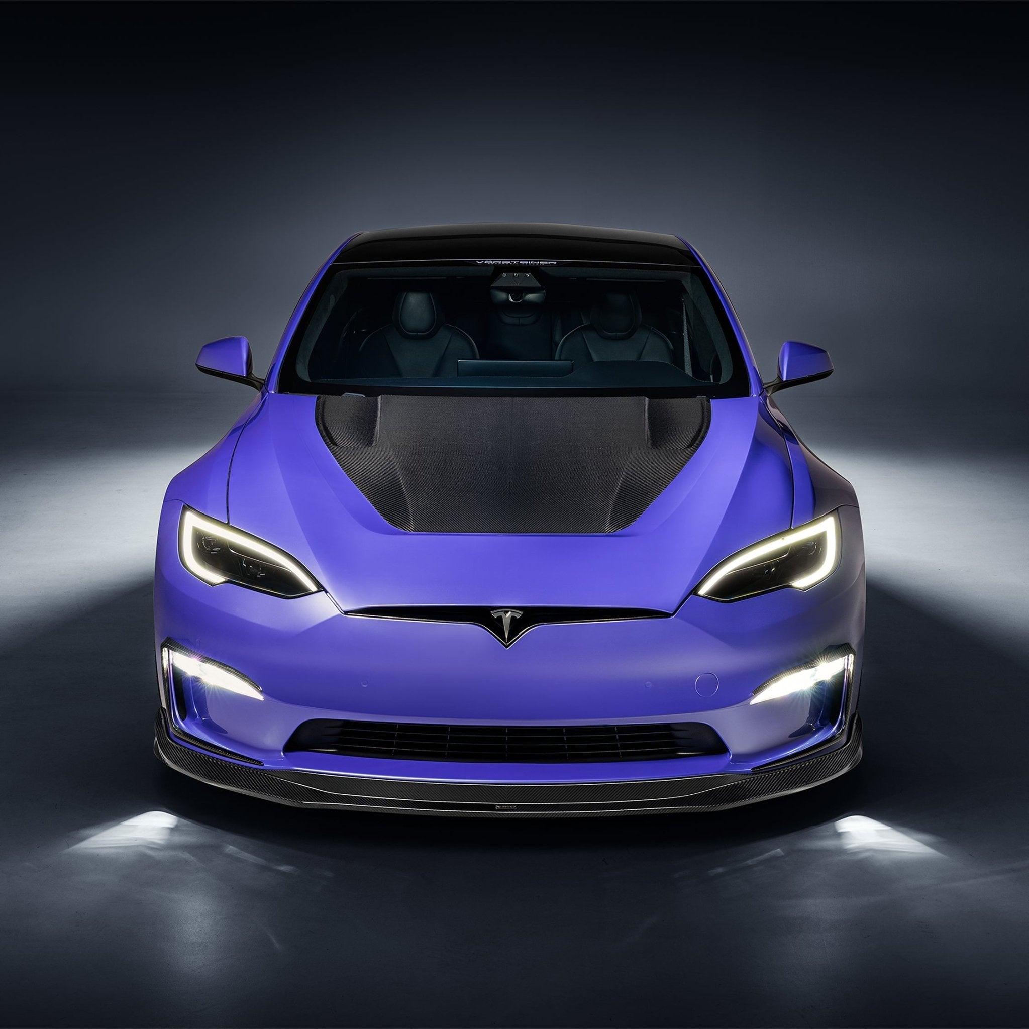 Tesla Model S Plaid VRS Aero Front Spoiler Carbon Fiber by Vorsteiner - AUTOID - Front Lips & Splitters - Vorsteiner