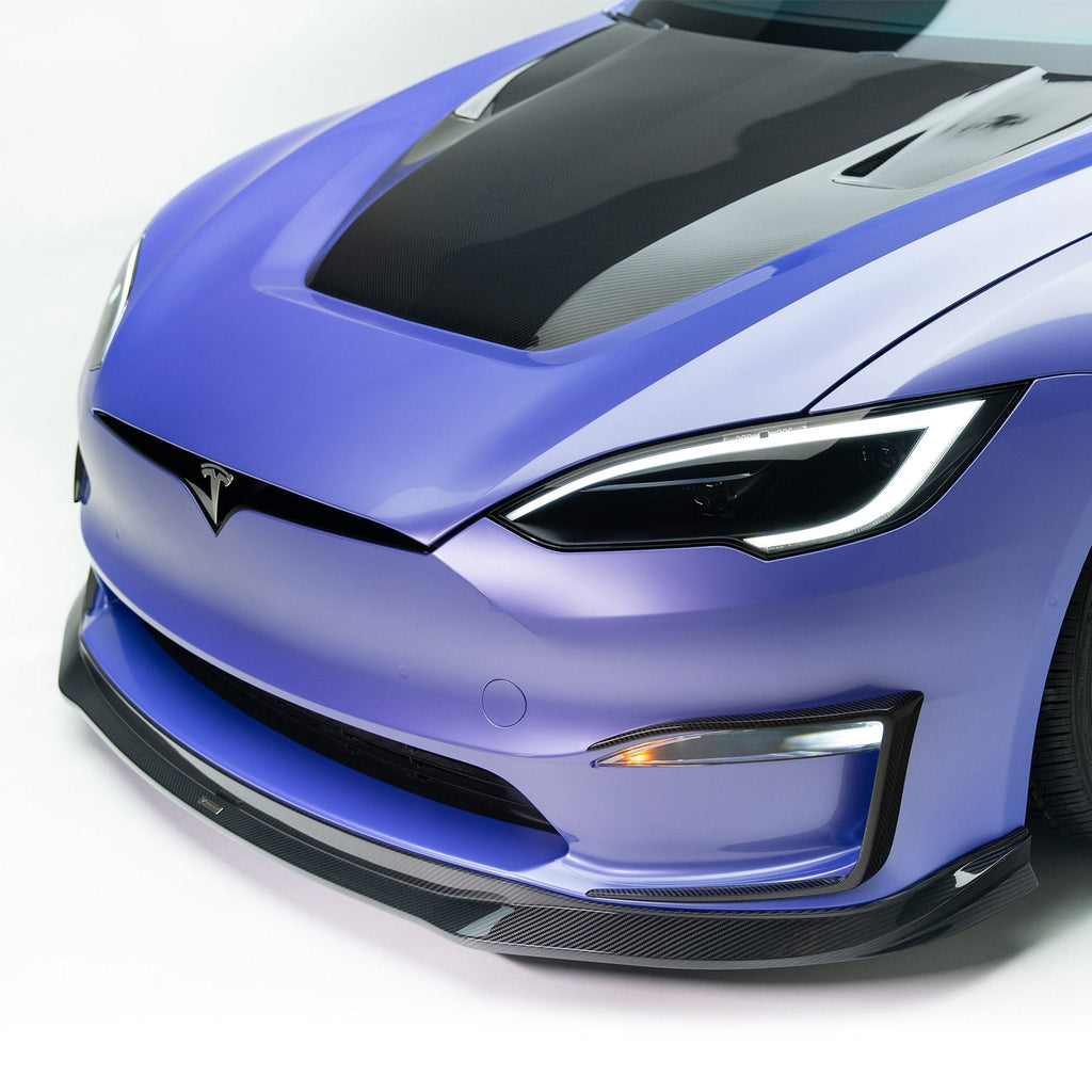 Tesla Model S Plaid VRS Aero Front Spoiler Carbon Fiber by Vorsteiner - AUTOID® - Front Lips & Splitters - Vorsteiner