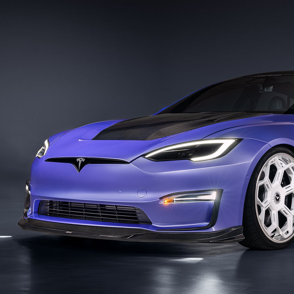 Tesla Model S Plaid VRS Aero Front Spoiler Carbon Fiber by Vorsteiner - AUTOID - Front Lips & Splitters - Vorsteiner