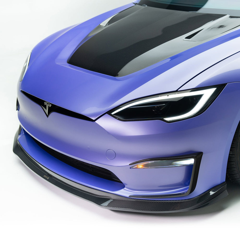 Tesla Model S Plaid VRS Aero Front Spoiler Carbon Fiber by Vorsteiner - AUTOID - Front Lips & Splitters - Vorsteiner