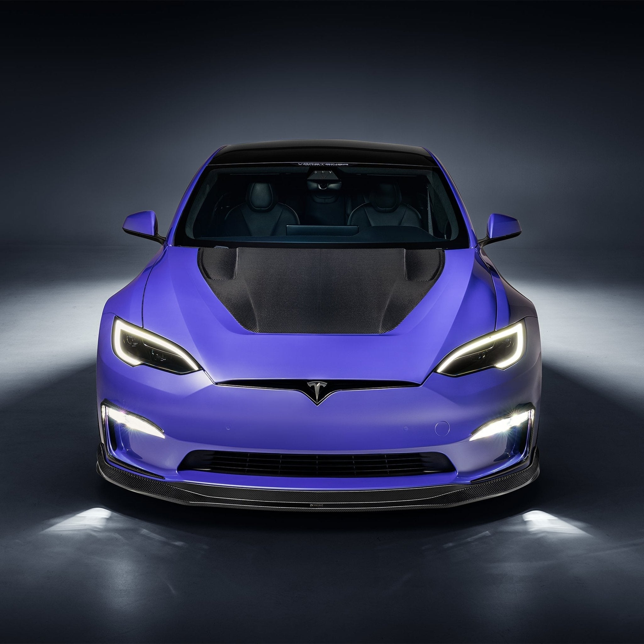 Tesla Model S Plaid VRS Aero Front Spoiler Carbon Fiber by Vorsteiner - AUTOID® - Front Lips & Splitters - Vorsteiner