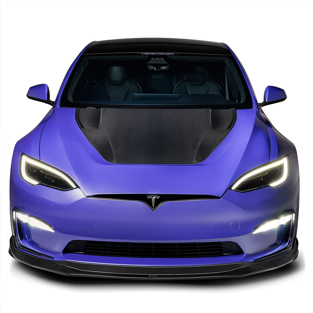 Tesla Model S Plaid VRS Aero Hood Carbon Fiber by Vorsteiner - AUTOID® - Front Hood - Vorsteiner