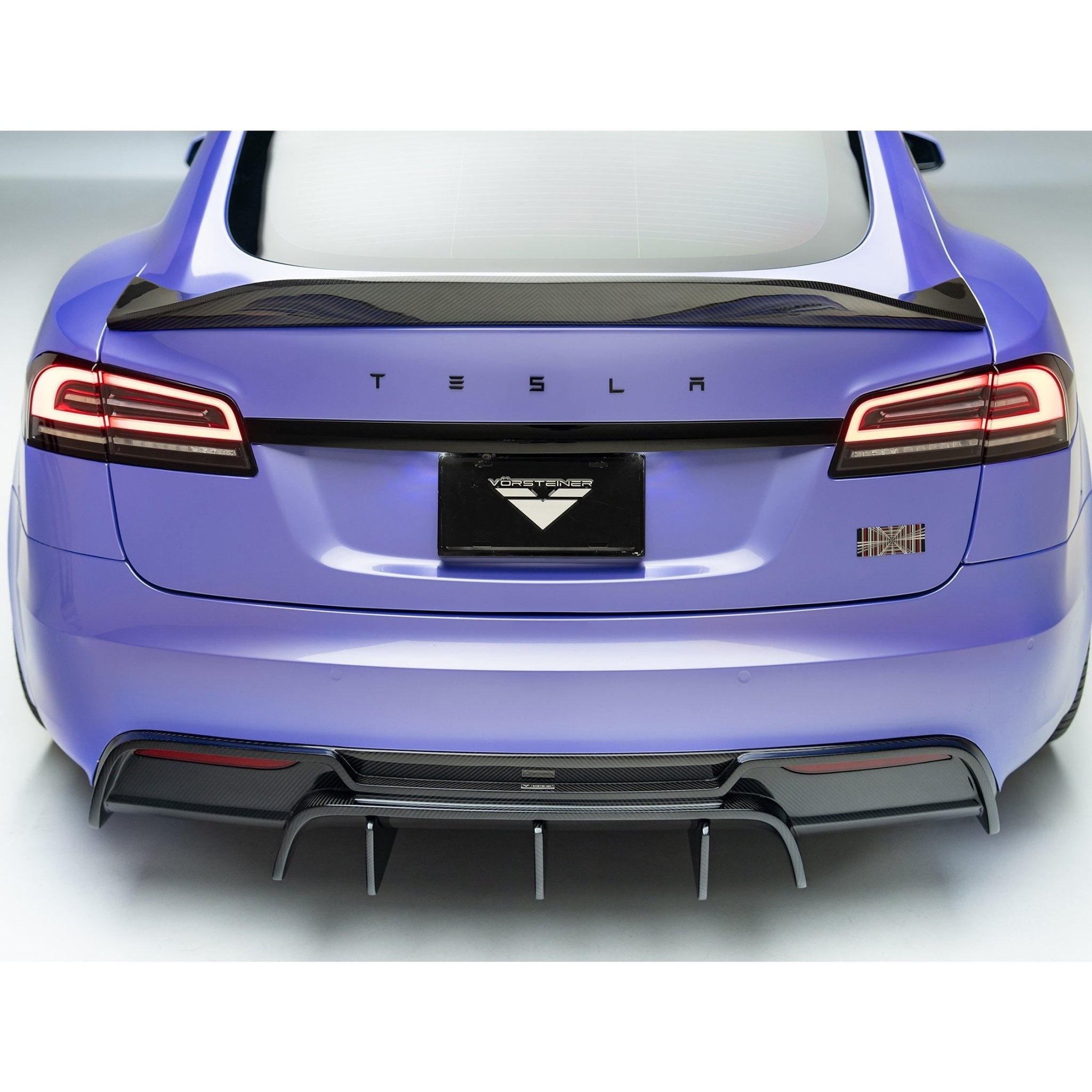 Tesla Model S Plaid VRS Aero Rear Diffuser Carbon Fiber by Vorsteiner - AUTOID - Rear Diffusers - Vorsteiner