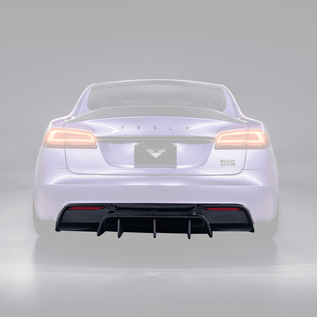 Tesla Model S Plaid VRS Aero Rear Diffuser Carbon Fiber by Vorsteiner - AUTOID® - Rear Diffusers - Vorsteiner