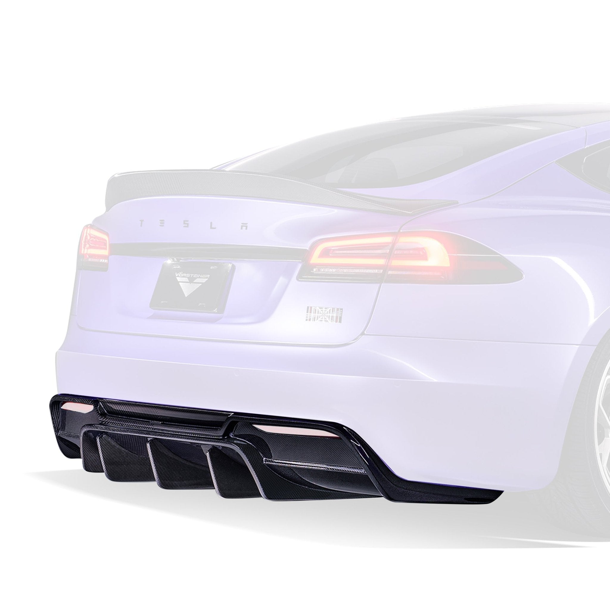 Tesla Model S Plaid VRS Aero Rear Diffuser Carbon Fiber by Vorsteiner - AUTOID - Rear Diffusers - Vorsteiner