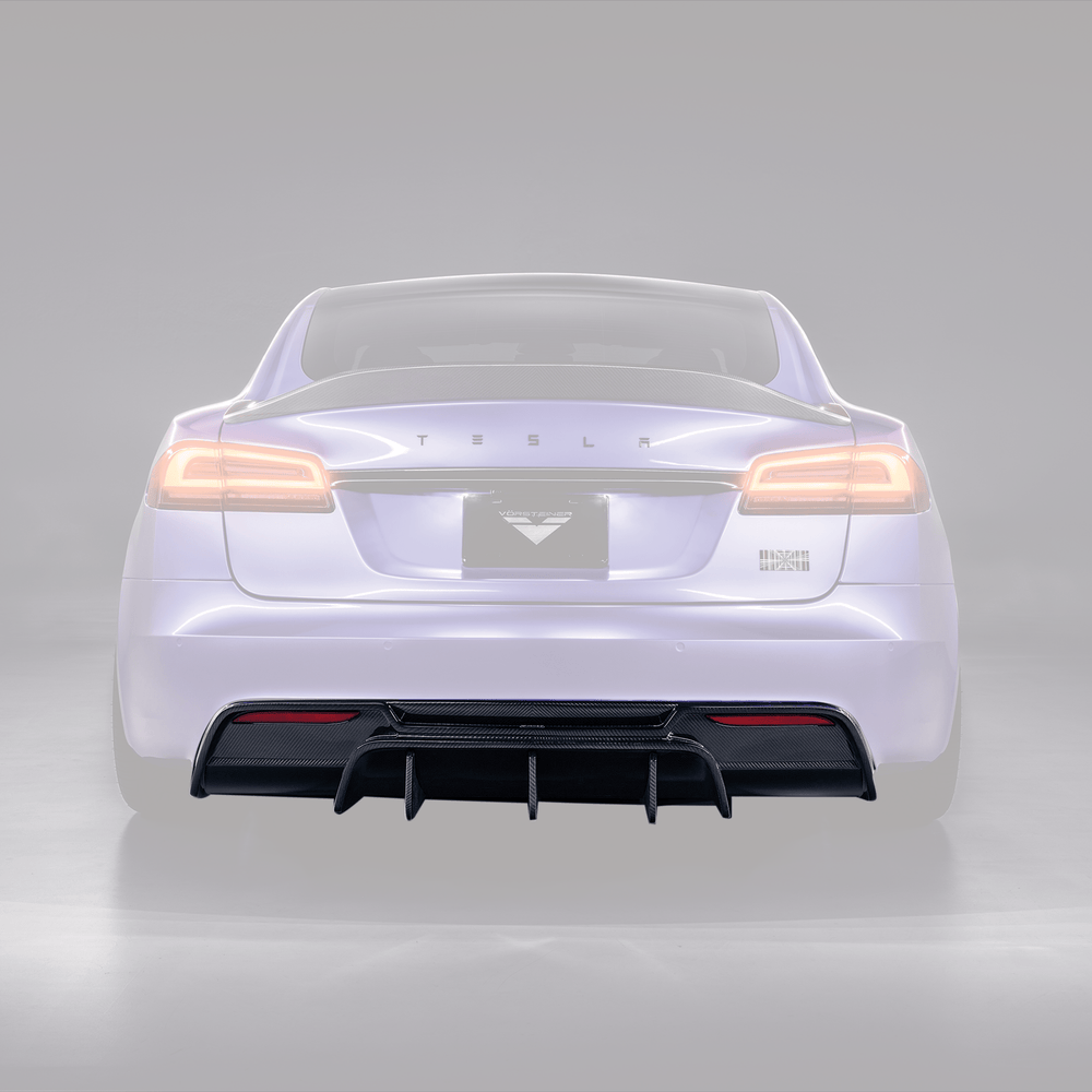 Tesla Model S Plaid VRS Aero Rear Diffuser Carbon Fiber by Vorsteiner - AUTOID - Rear Diffusers - Vorsteiner