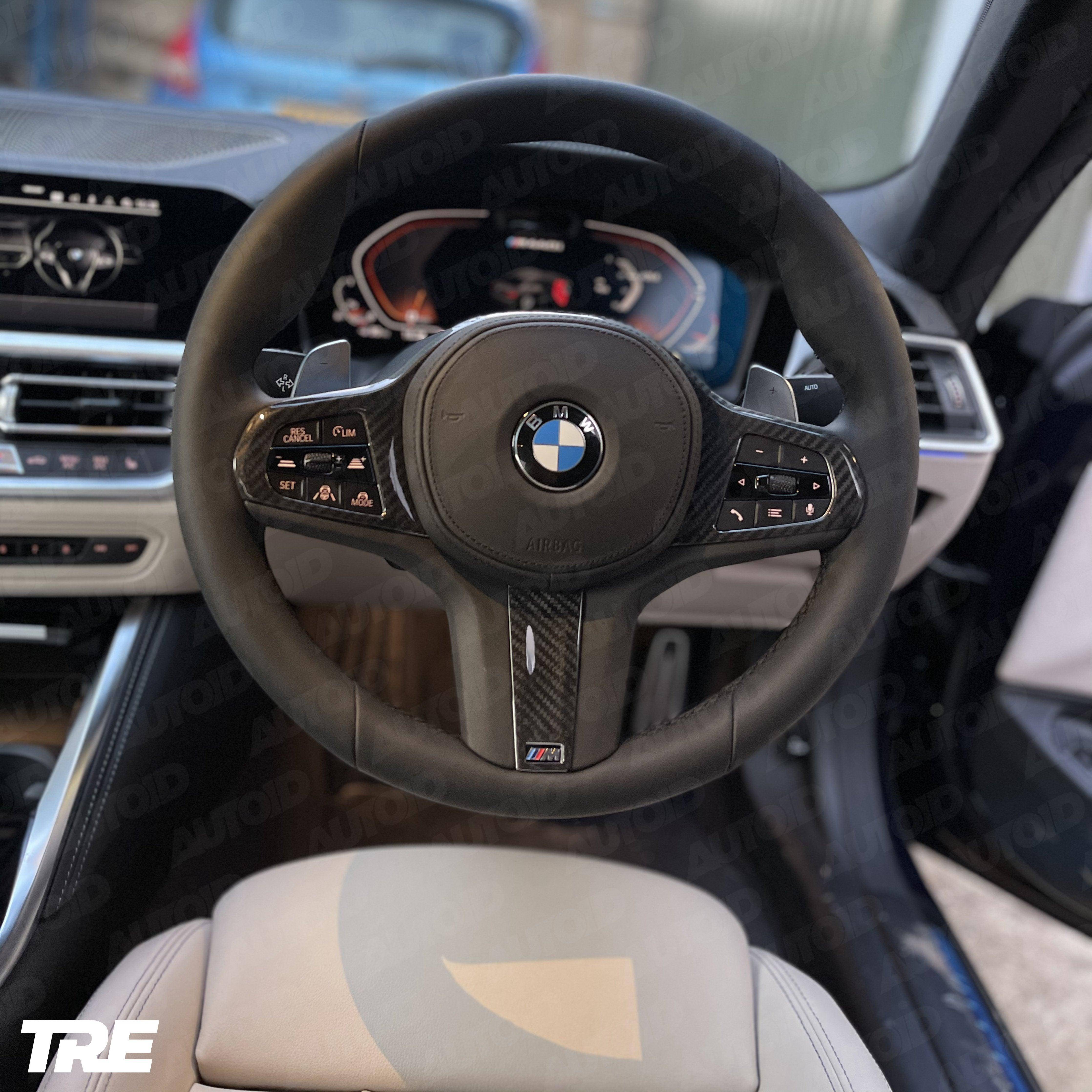 TRE Pre-Preg Carbon Fibre Steering Wheel Trim Accent for BMW M Sport Models (2018+, F40 F44 G20 G21 G42 G30), Steering Wheel Trim, TRE - AUTOID | Premium Automotive Accessories