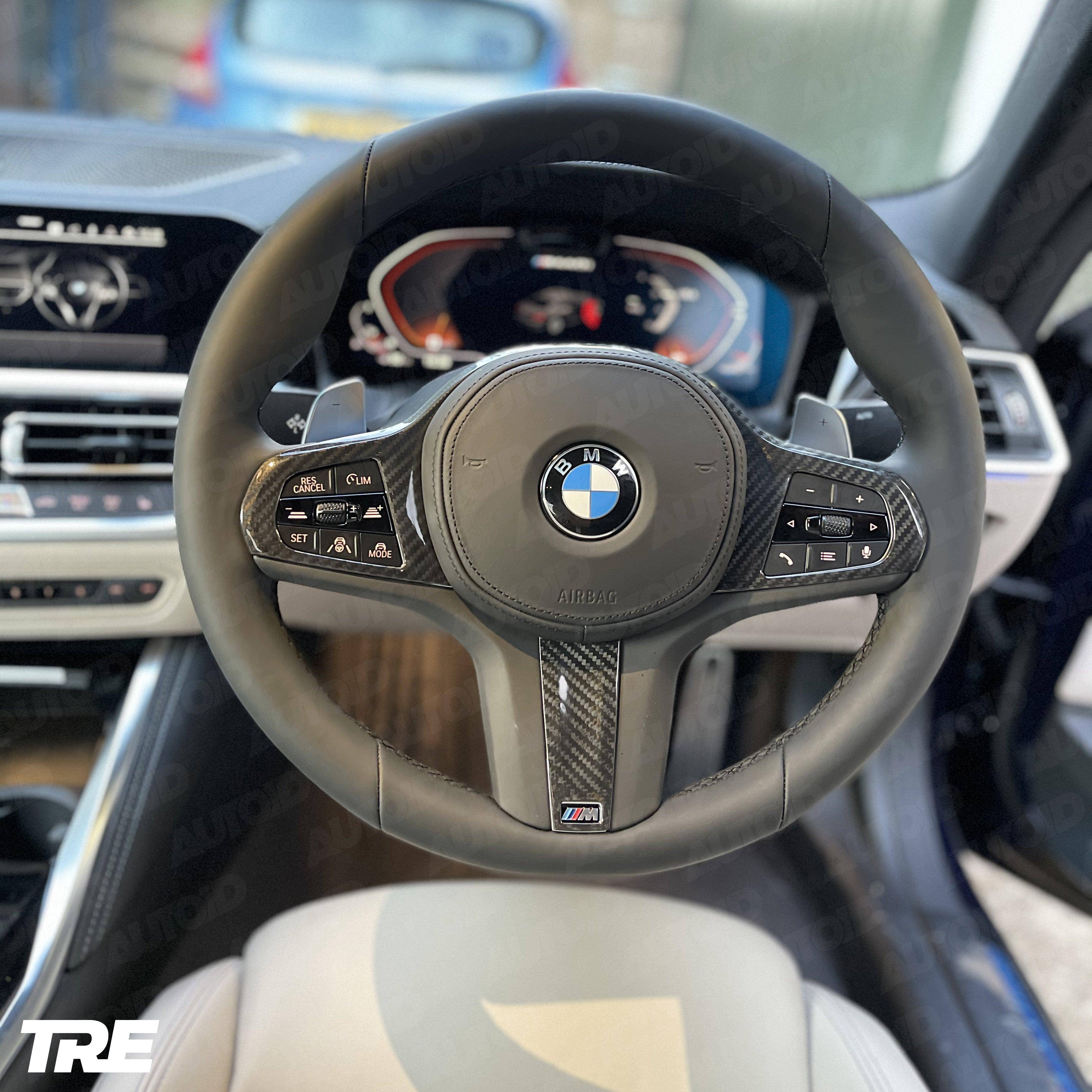 TRE Pre-Preg Carbon Fibre Steering Wheel Trim Accent for BMW M Sport Models (2018+, F40 F44 G20 G21 G42 G30), Steering Wheel Trim, TRE - AUTOID | Premium Automotive Accessories