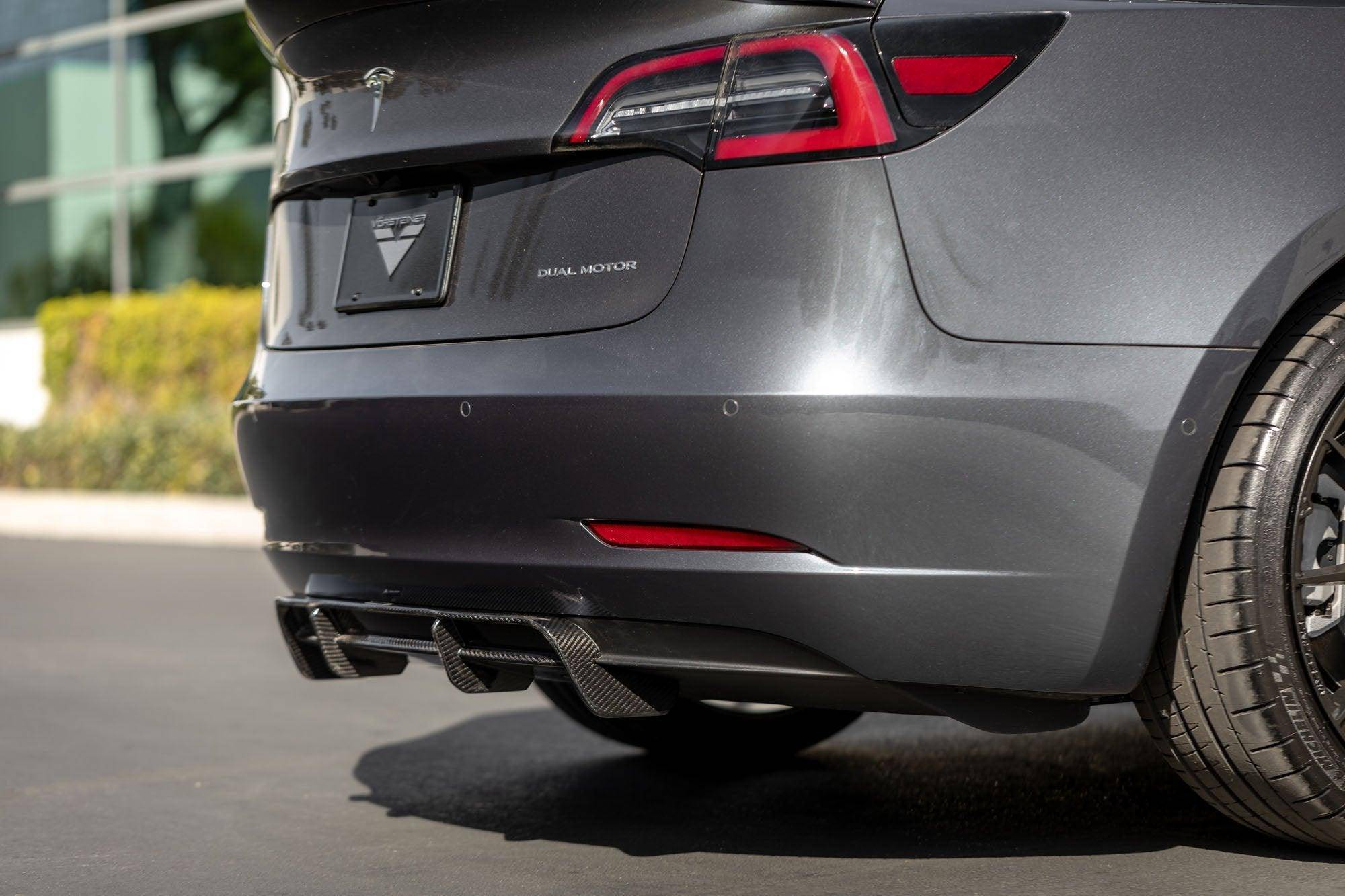 Vorsteiner Carbon Fibre VOLTA Aero Rear Diffuser For Tesla Model 3 (2018+) - AUTOID - Rear Diffusers - Vorsteiner