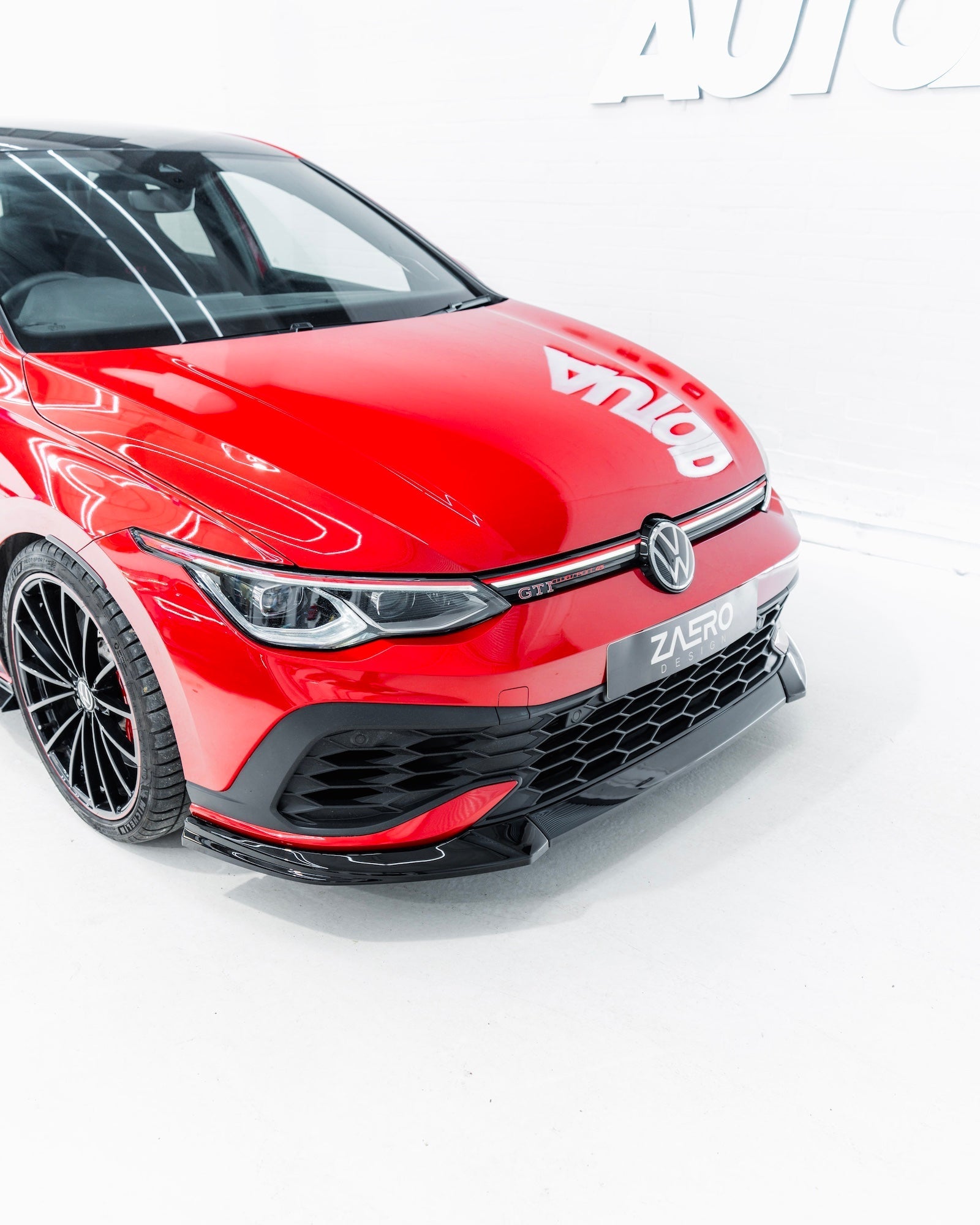 VW Golf GTI Clubsport Mk8 EVO-1 Gloss Black Front Splitter by ZAERO (2020-2024) - AUTOID® - Front Lips & Splitters - Zaero Design