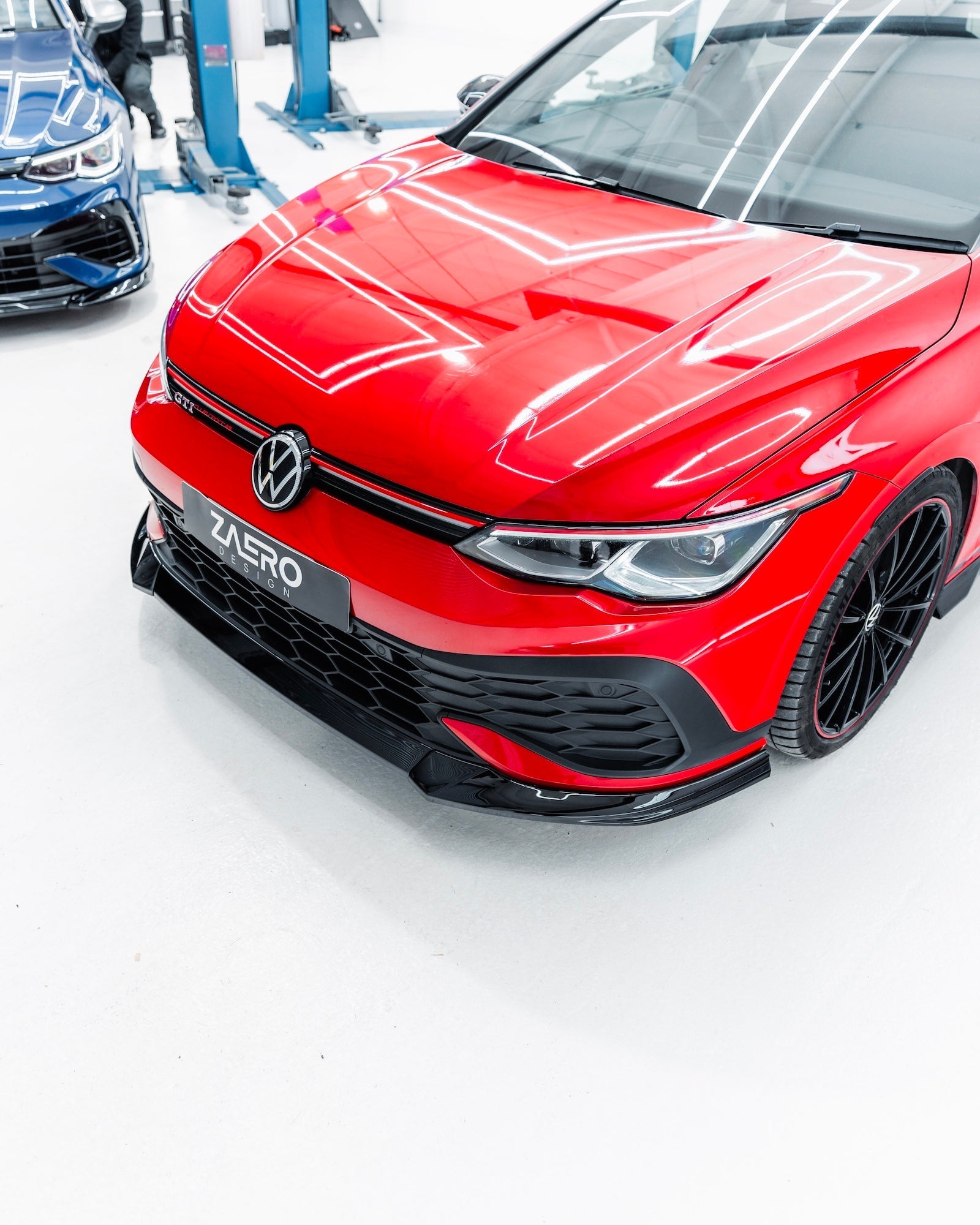 VW Golf GTI Clubsport Mk8 EVO-1 Gloss Black Front Splitter by ZAERO (2020-2024) - AUTOID® - Front Lips & Splitters - Zaero Design