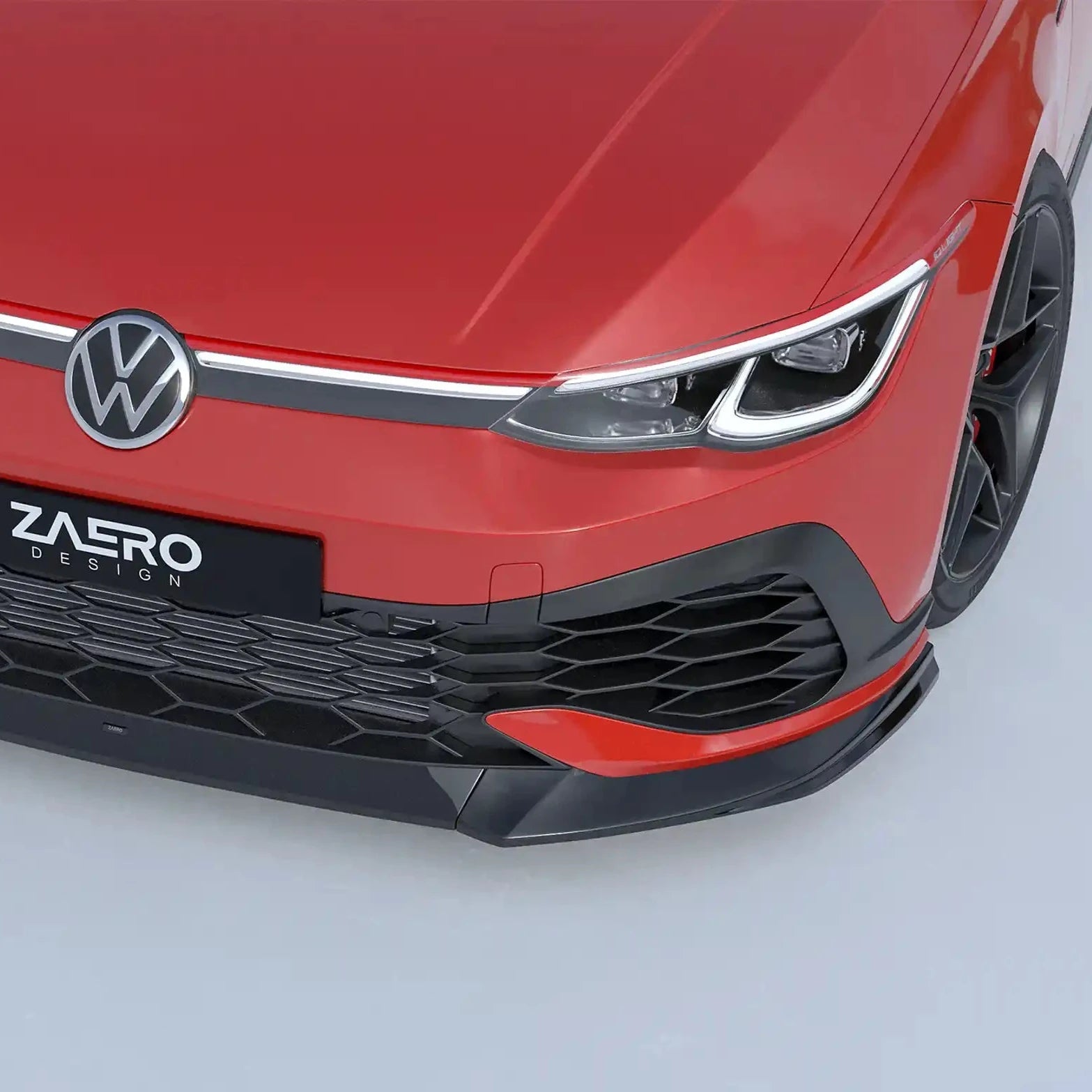 VW Golf GTI Clubsport Mk8 EVO - 1 Gloss Black Front Splitter by ZAERO (2020+) - AUTOID - Front Lips & Splitters - Zaero Design