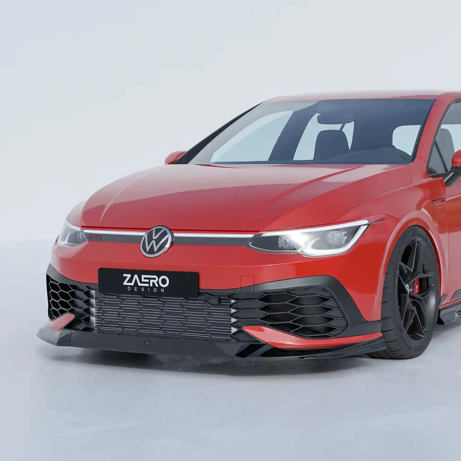 VW Golf GTI Clubsport Mk8 EVO - 1 Gloss Black Front Splitter by ZAERO (2020+) - AUTOID - Front Lips & Splitters - Zaero Design