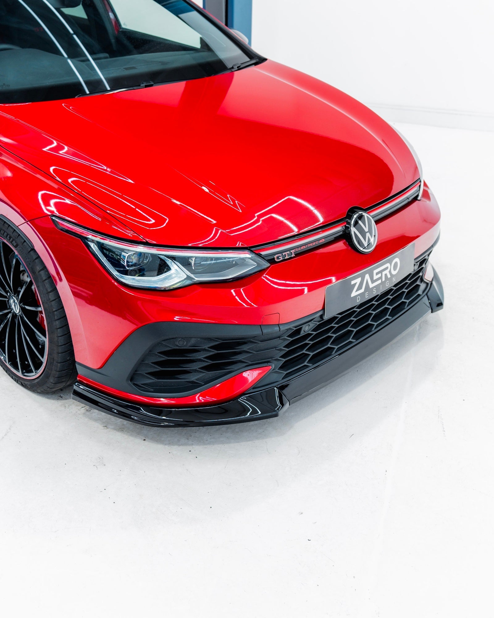 VW Golf GTI Clubsport Mk8 EVO - 1 Gloss Black Front Splitter by ZAERO (2020+) - AUTOID - Front Lips & Splitters - Zaero Design