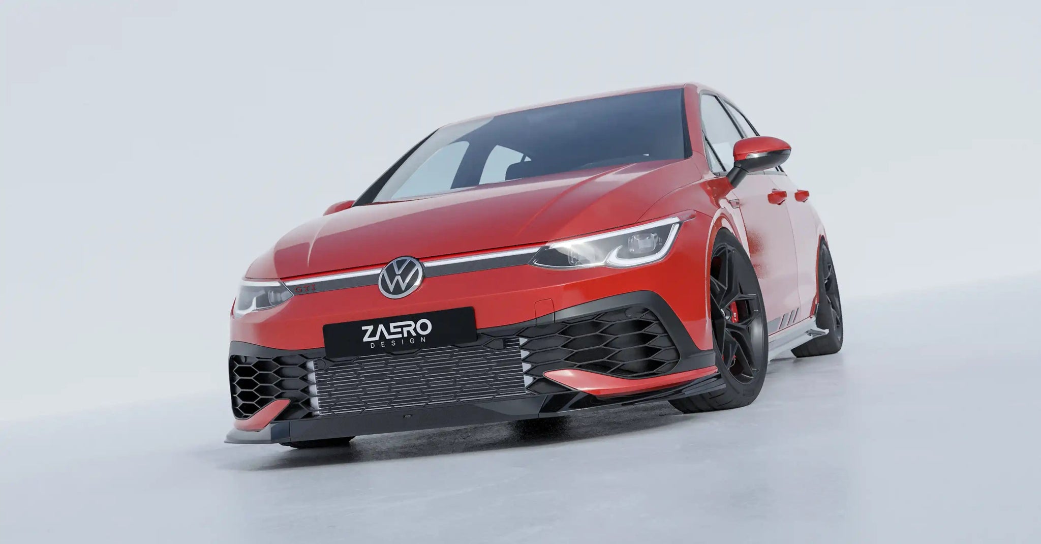 VW Golf GTI Clubsport Mk8 EVO - 1 Gloss Black Front Splitter by ZAERO (2020+) - AUTOID - Front Lips & Splitters - Zaero Design